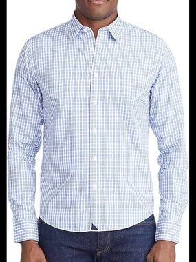 UNTUCKit Blue and White Plaid Casual Button-Down Shirt